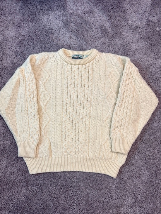 Aran Crafts Sweaters - Aran Crafts Cream Cable Knit Crewneck Wool Sweater- Size M